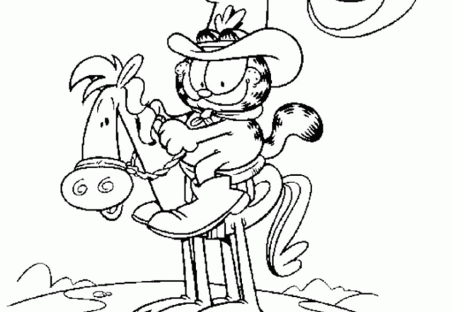 Garfield a cavallo disegno da colorare