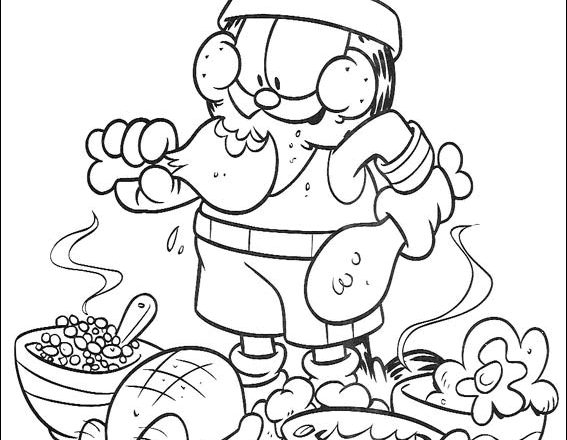 Garfield allenamento e cibo disegni da colorare
