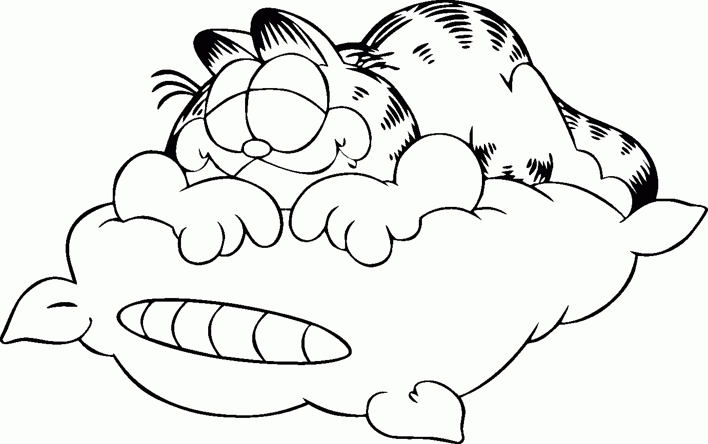 Garfield che dorme sul cuscino disegno da colorare