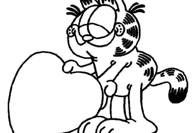 Garfield con cuore disegni per bambini