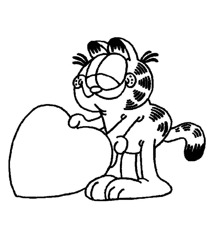 Garfield con cuore disegni per bambini