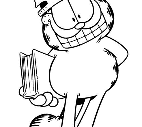 Garfield con un libro disegno da colorare