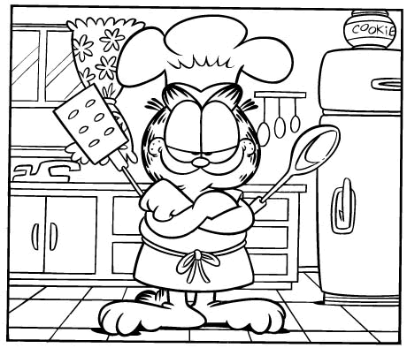 Garfield cuoco disegno da colorare