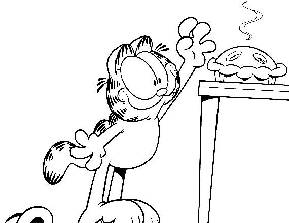 Garfield e Odie cercano di raggiungere la torta sul tavolo