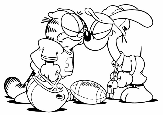 Garfield e Odie rugby disegni da colorare