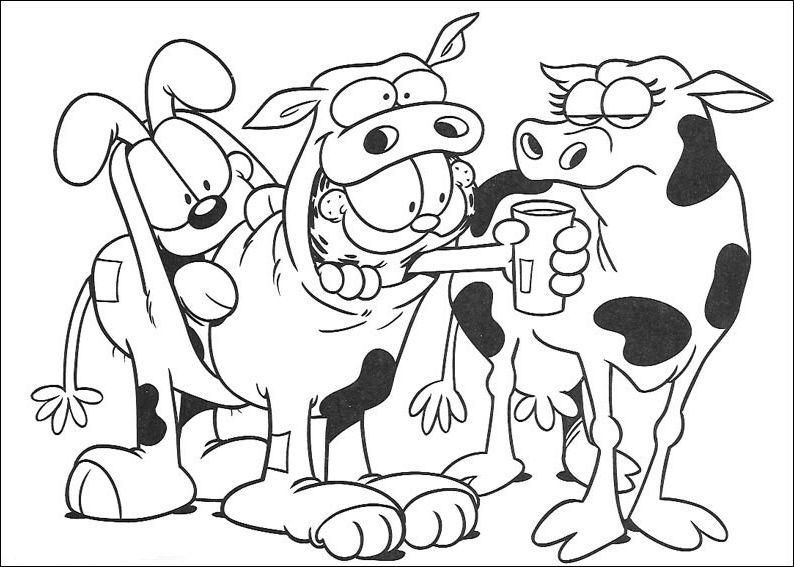 Garfield e Odie travestiti da mucche da colorare