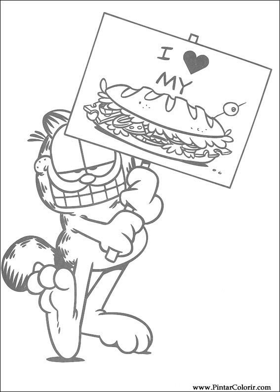 Garfield e l’ amore per gli hamburger disegno da colorare