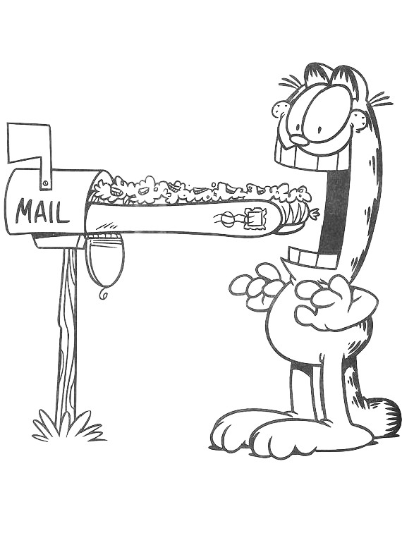 Garfield e la posta disegno da colorare