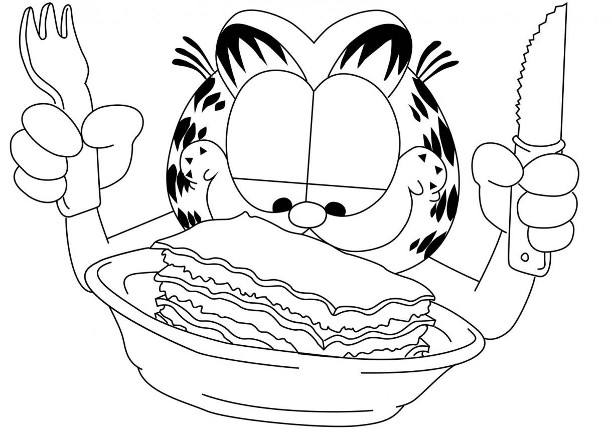 Garfield piatto di lasagna disegni da colorare