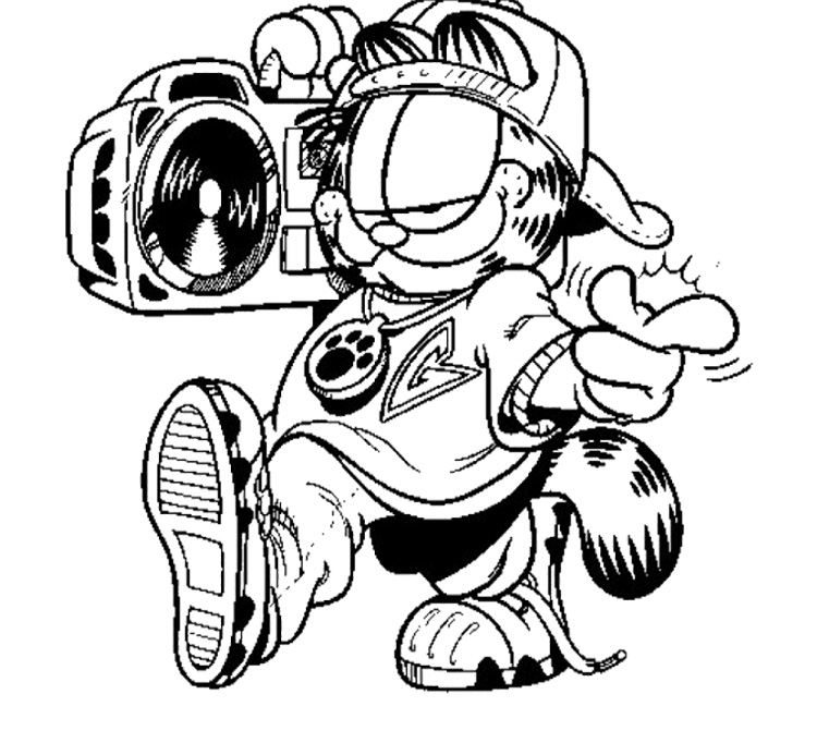 Garfield rapper disegno da colorare per bambini