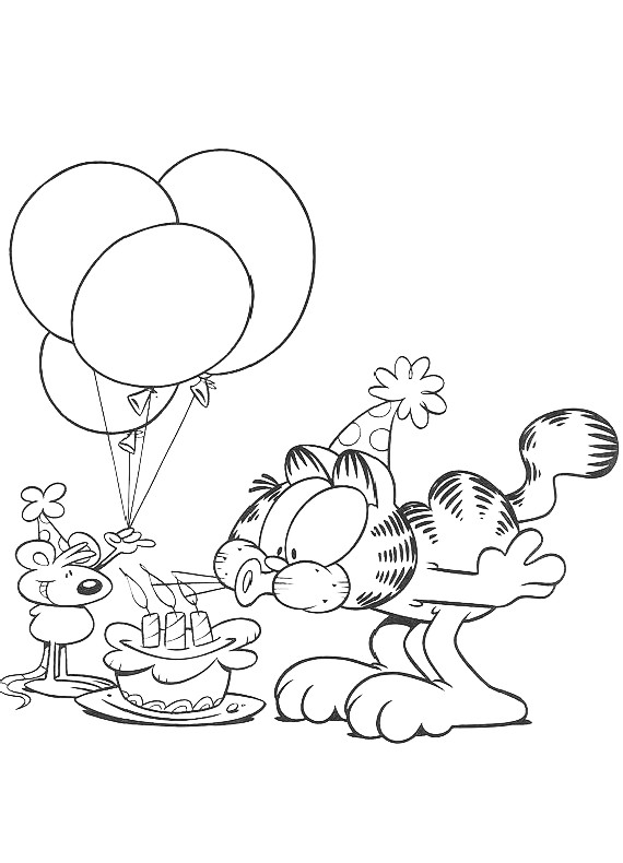Garfield soffia le candeline disegni da colorare