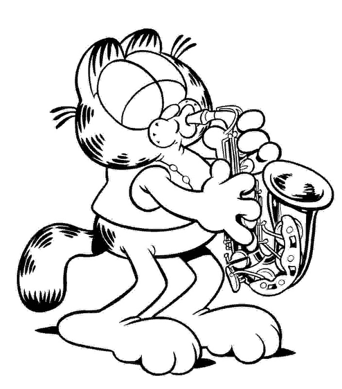 Garfield suona il sax disegni da colorare