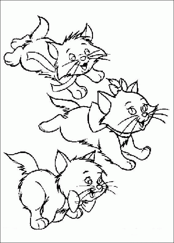 Gatti che corrono disegni da colorare gratis