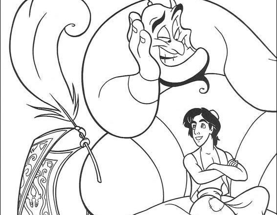 Genio, Aladdin e Tappeto disegni da colorare gratis