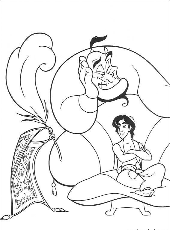 Genio, Aladdin e Tappeto disegni da colorare gratis