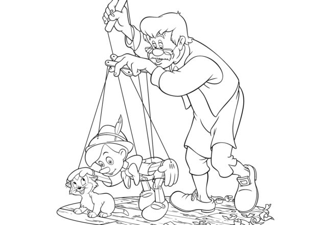 Geppetto e la marionetta 2 disegni da colorare gratis