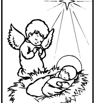 Gesù bambino e un Angelo disegno da colorare gratis religione