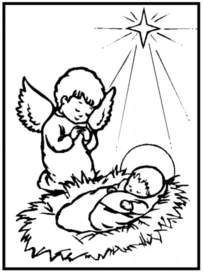 Gesù bambino e un Angelo disegno da colorare gratis religione