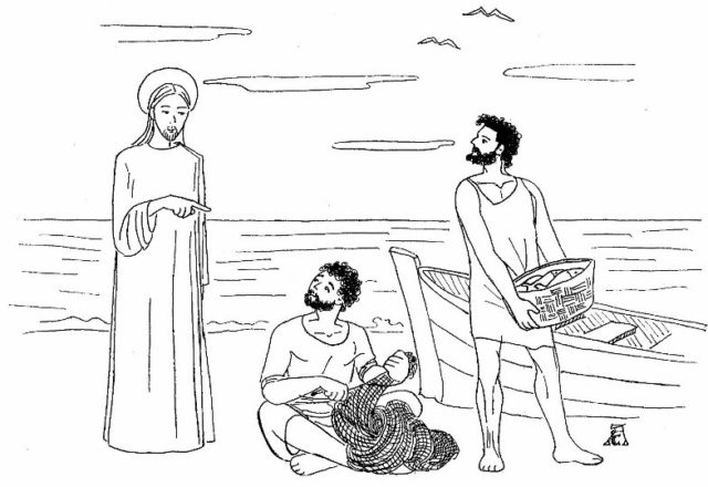 Gesù chiama i primi discepoli disegno da colorare