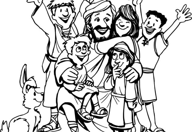 Gesù con bambini disegno da colorare religione