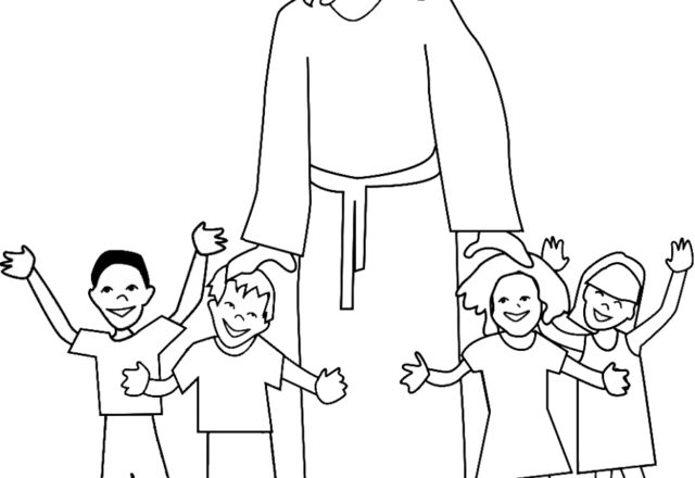 Gesù con i bambini disegno da colorare gratis