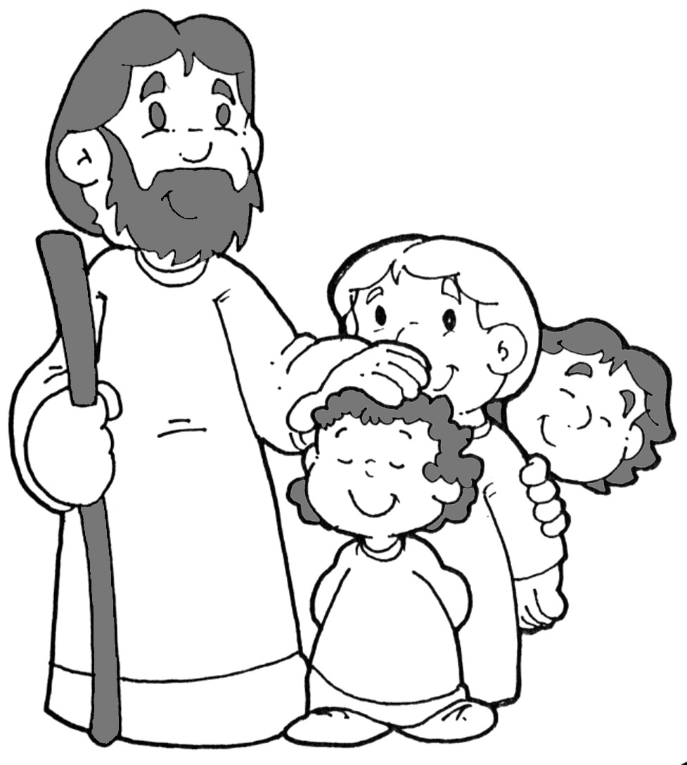 Gesù e i bambini semplice disegno da colorare