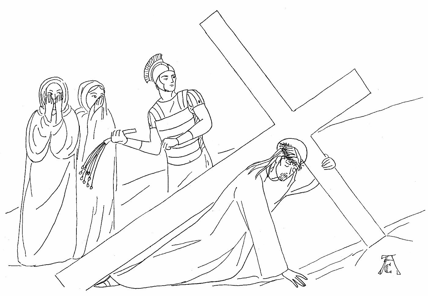 Gesù e la croce disegno da colorare gratis per i bimbi