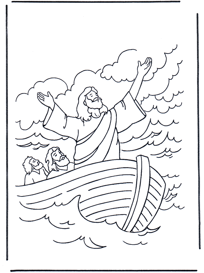 Gesù sulla barca sull’ acqua disegno da colorare religione