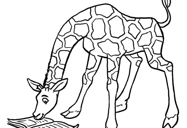 Giraffa che legge un libro disegno da colorare gratis