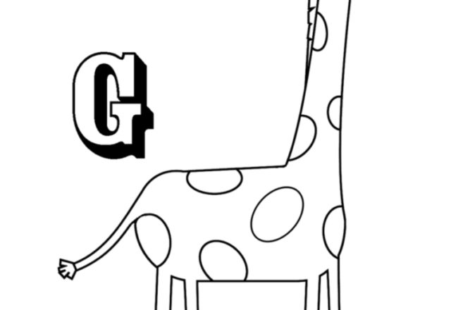 Giraffa e lettera G disegno da stampare e da colorare