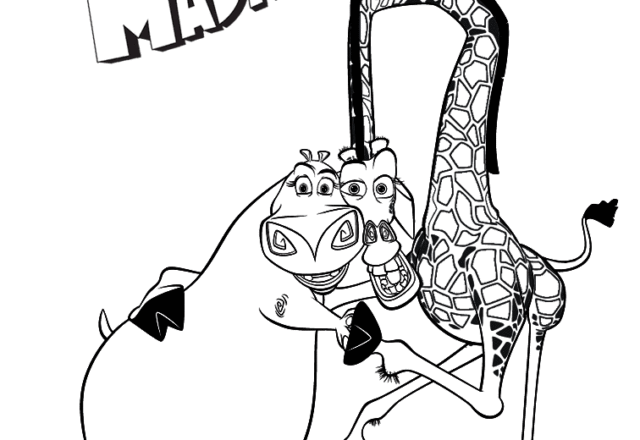 Gloria e Melman disegno da colorare film Dreamworks Madagascar