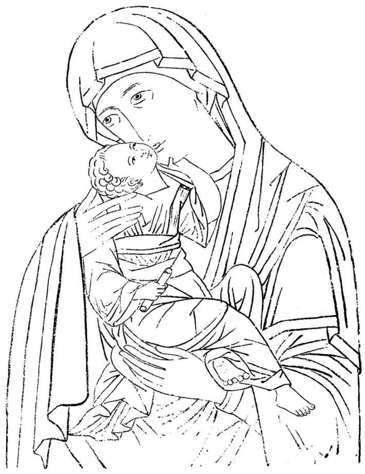 Grande disegno da colorare Madonna con bambino