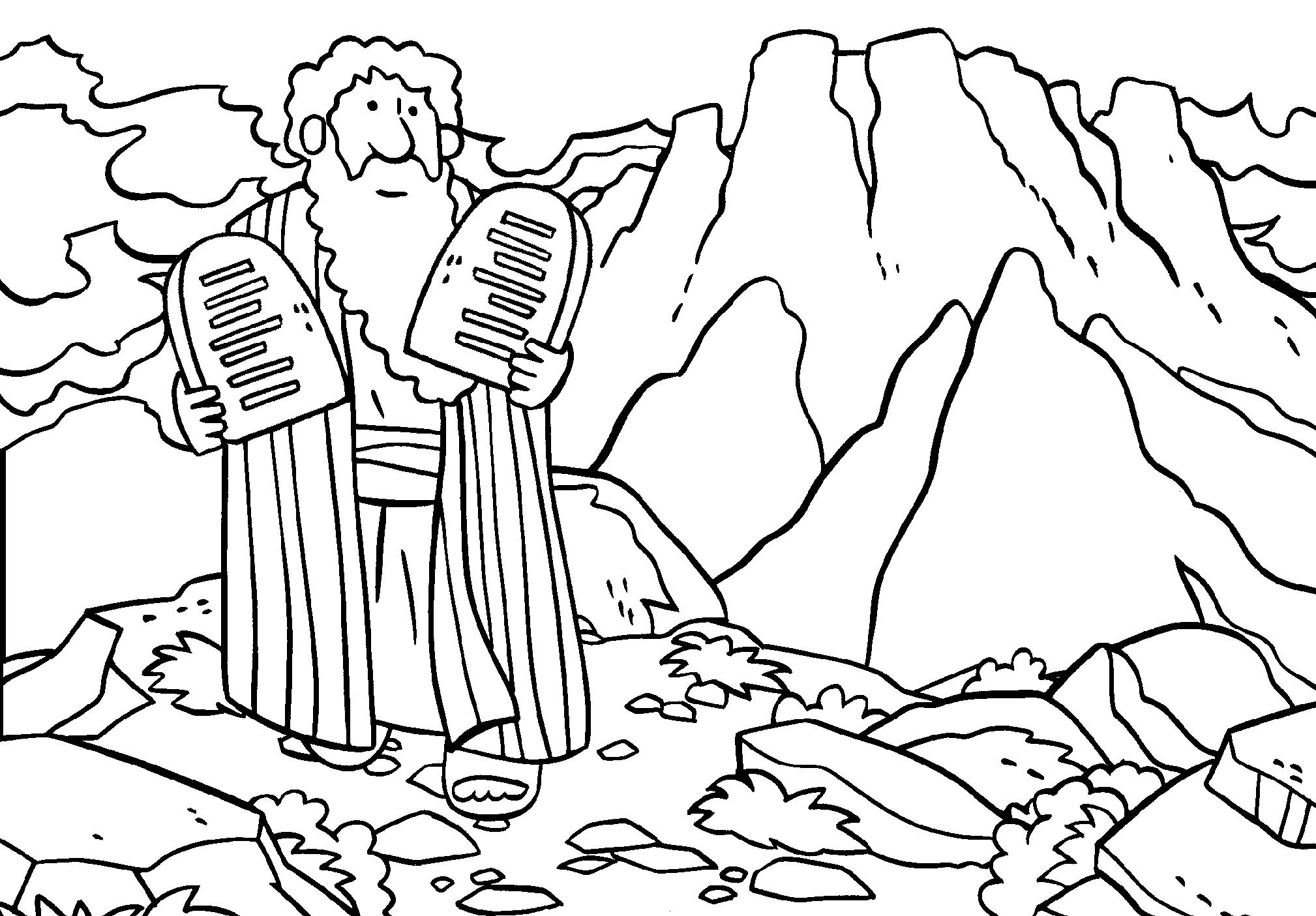 Grande disegno da colorare Mosè e i 10 Comandamenti