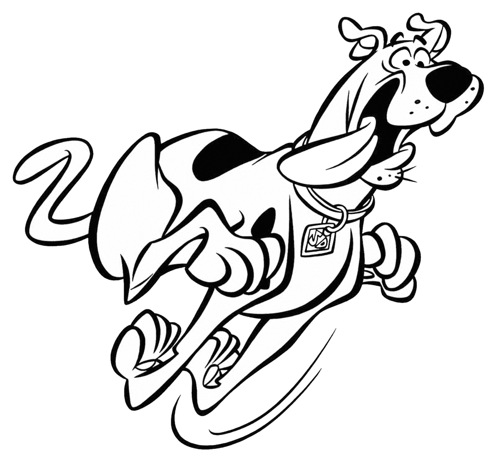 Grande disegno da colorare di Scooby Doo in corsa
