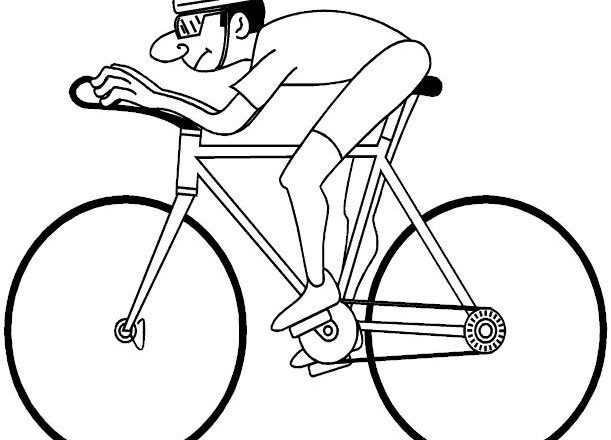 Grande disegno di ciclista sulla bici da colorare
