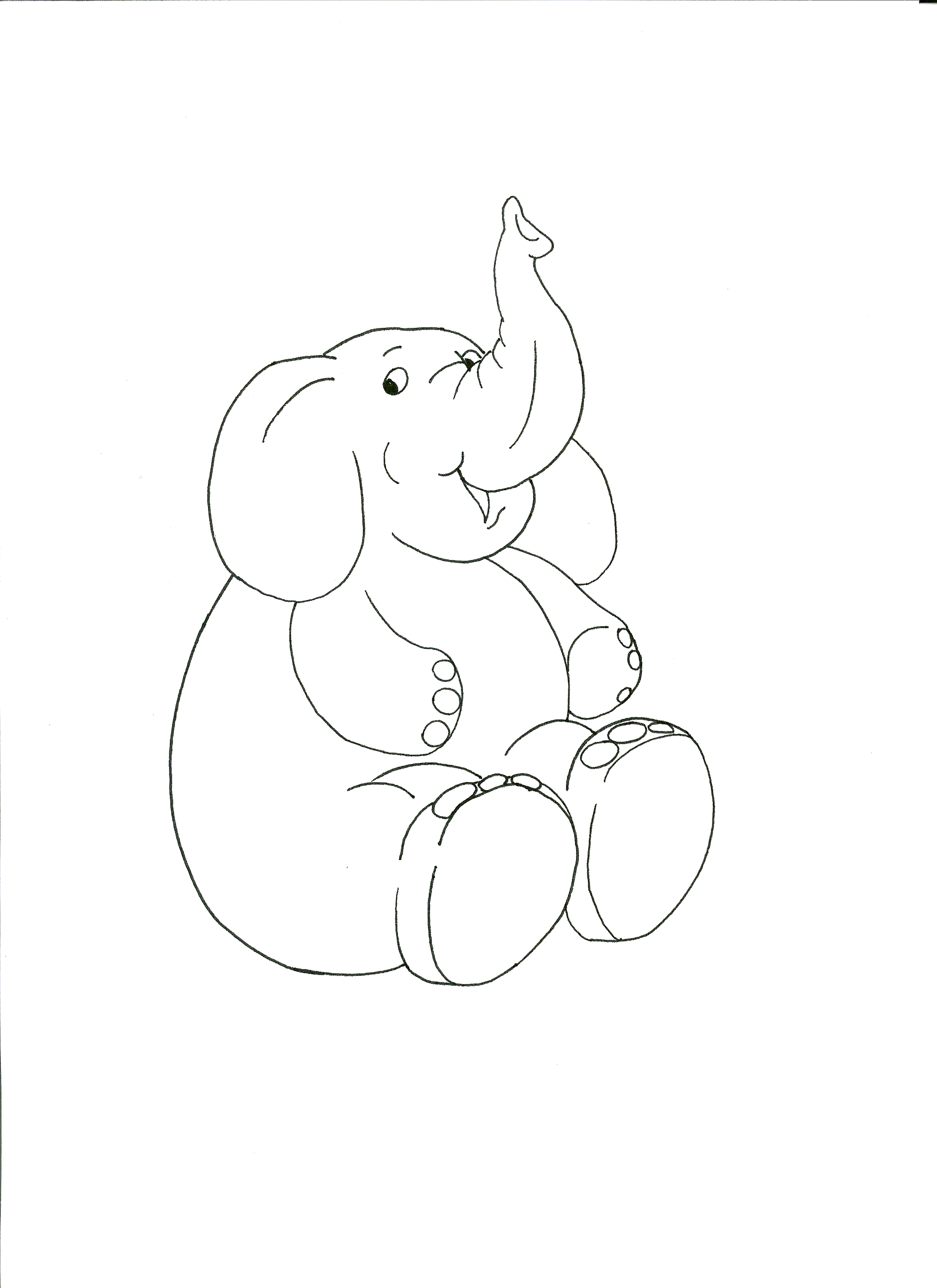 Grande elefante seduto disegno da stampare