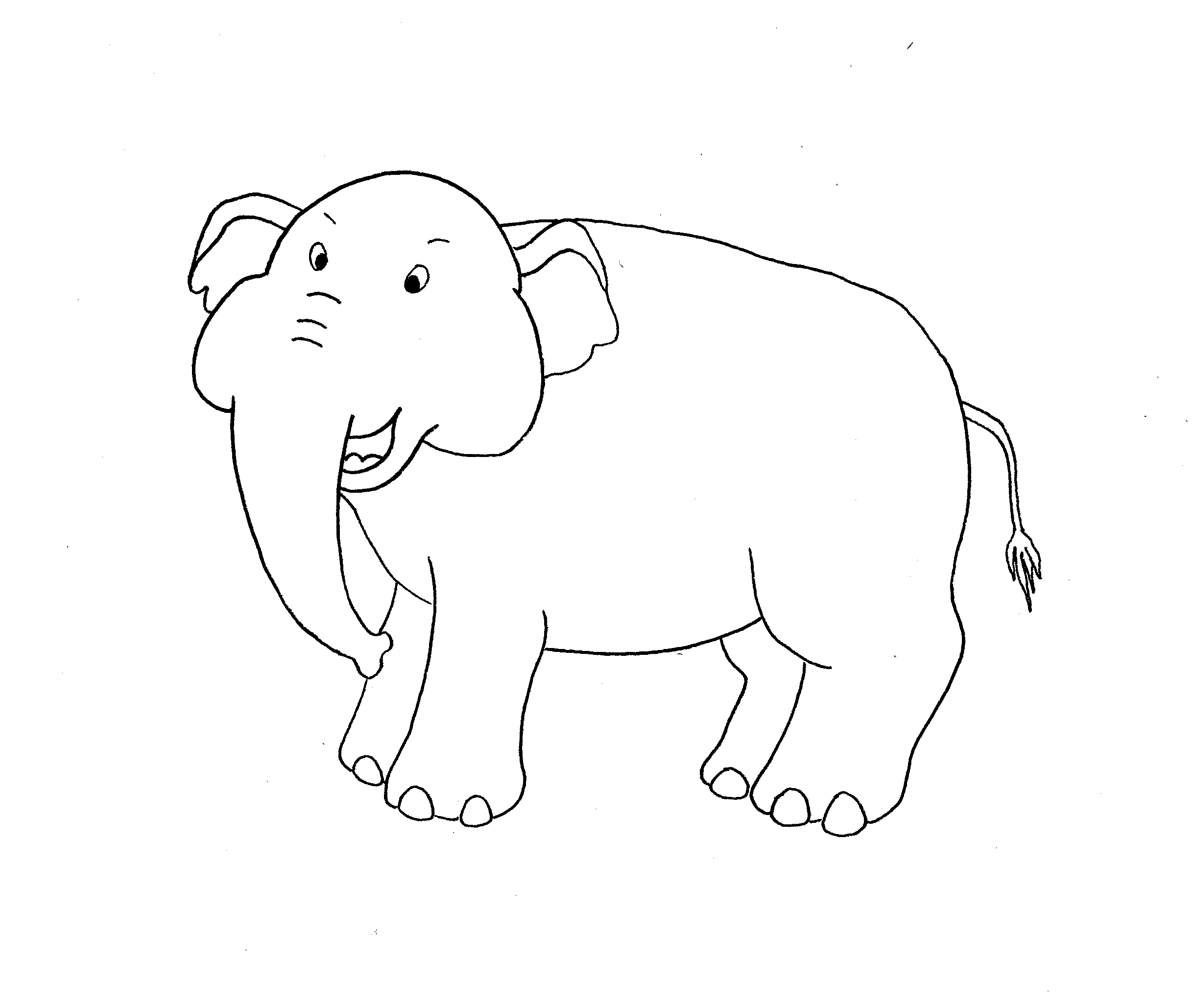 Grande semplice disegno da colorare di un elefante