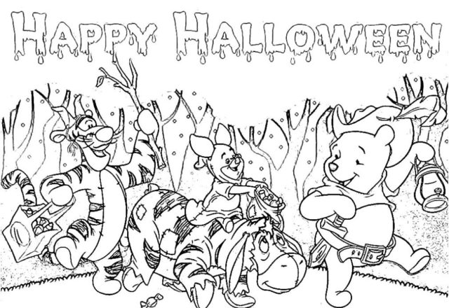 Halloween e gli amici di Winnie The Pooh da colorare