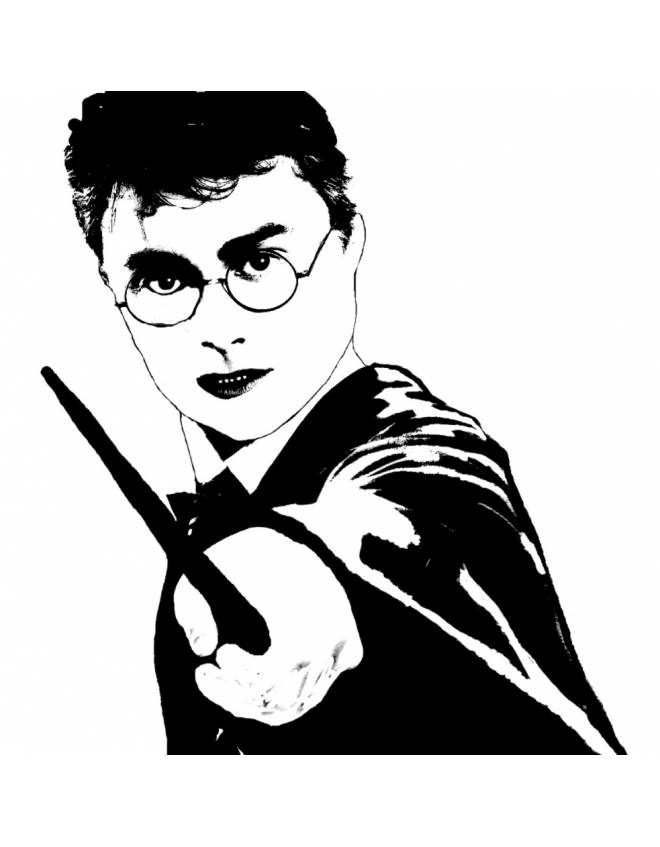Harry con bacchetta magica Harry Potter da colorare