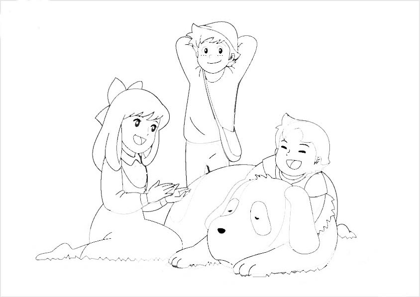 Heidi, Peter, Lara e Nebbia disegni da colorare gratis