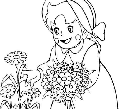 Heidi e i fiori disegni da colorare gratis