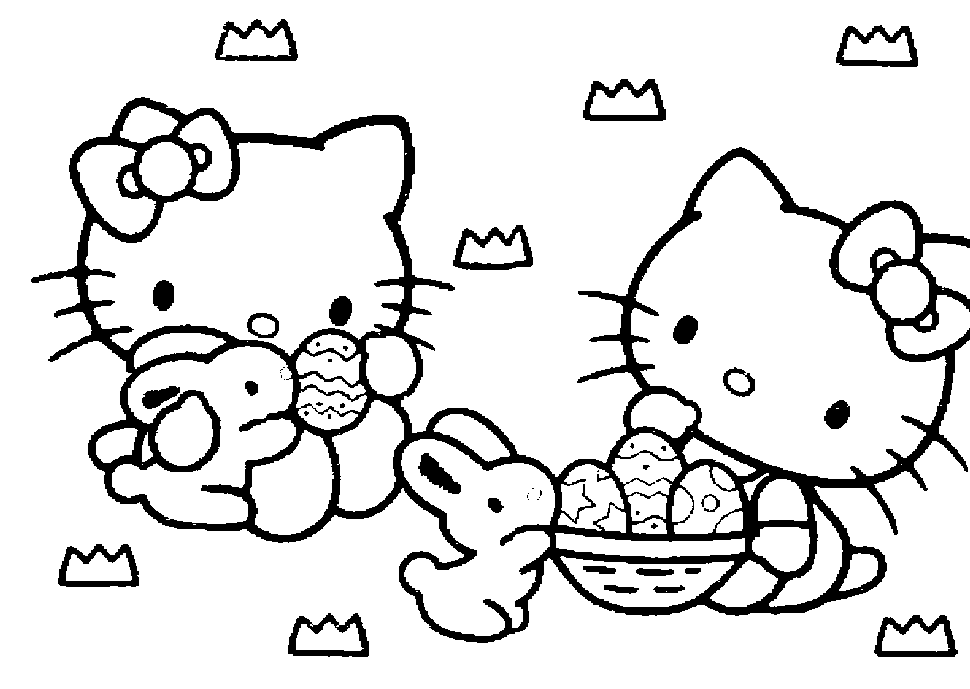Hello Kitty a Pasqua disegni da colorare gratis