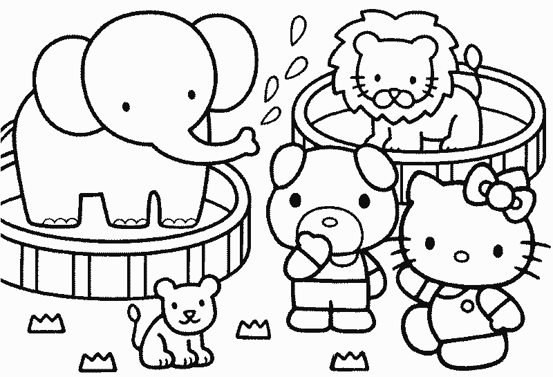 Hello Kitty allo zoo disegni da colorare gratis