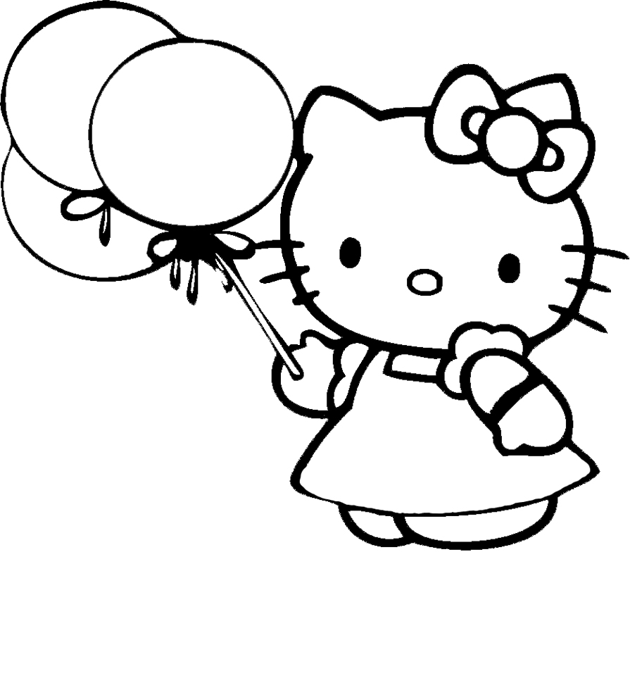 Hello Kitty con i palloncini disegni da colorare gratis