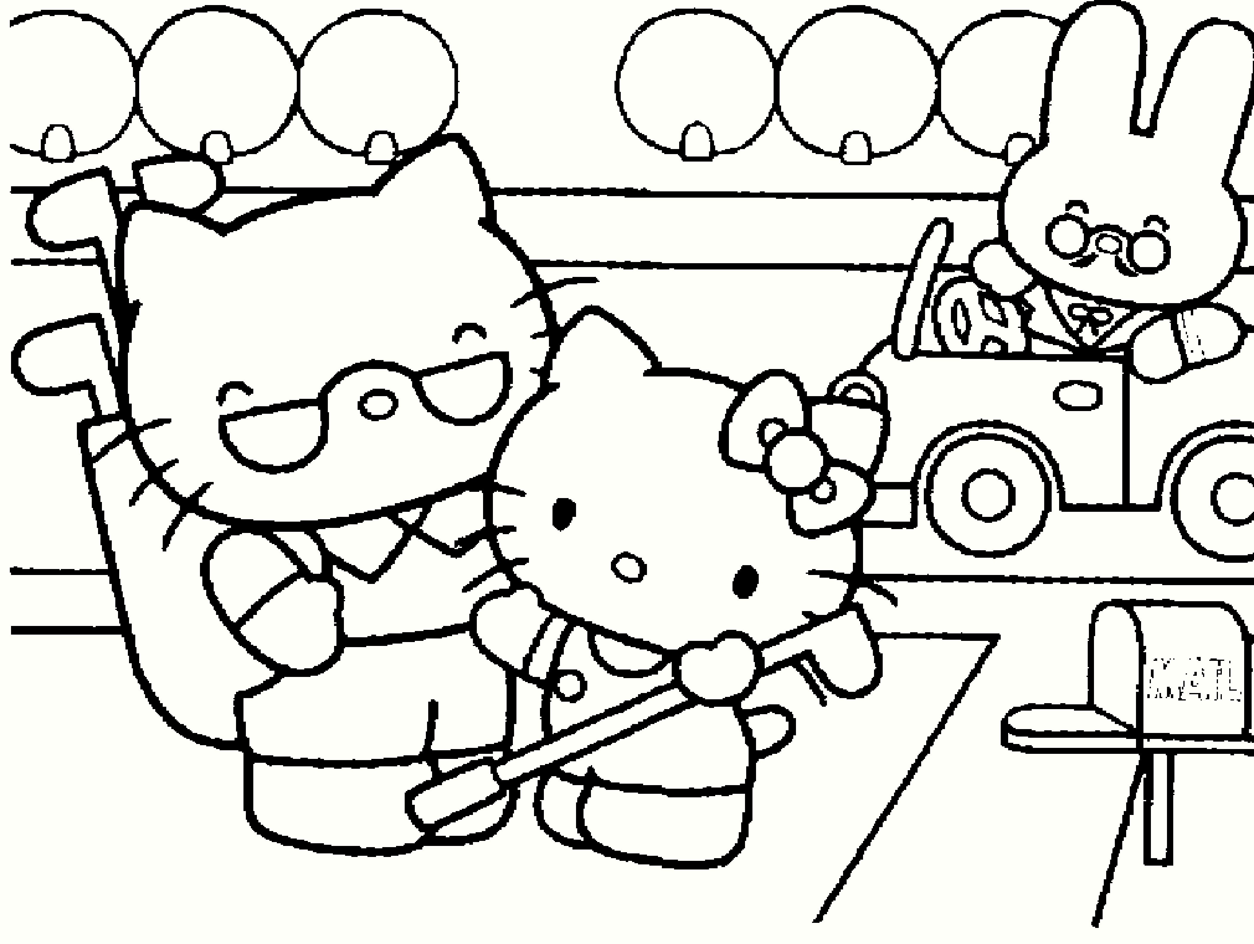 Hello Kitty con il papà disegni da colorare gratis