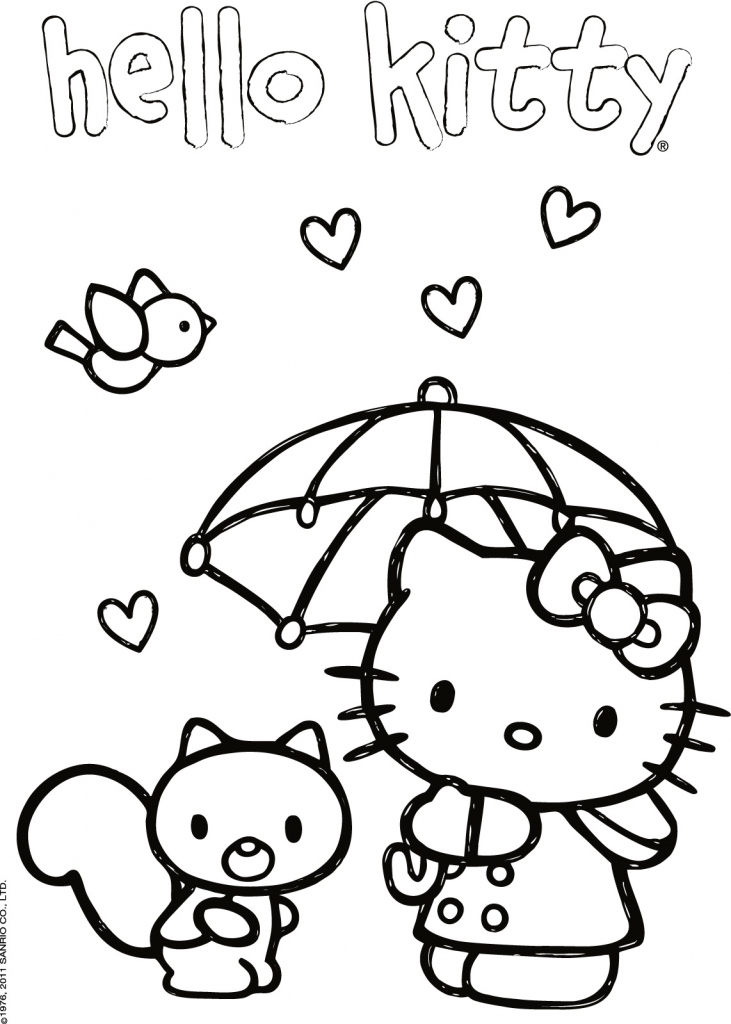 Hello Kitty con scoiattolo disegni da colorare gratis
