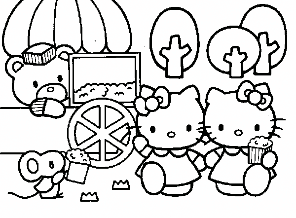 Hello Kitty e i pop corn disegni da colorare gratis
