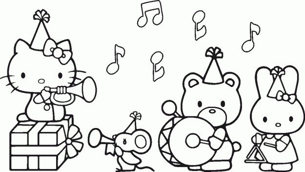 Hello Kitty e la banda disegni da colorare gratis