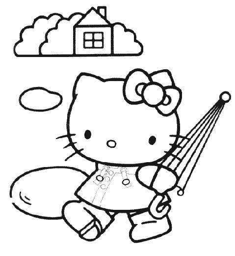 Hello Kitty e la pioggia disegni da colorare gratis