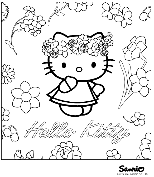 Hello Kitty floreale disegni da colorare gratis